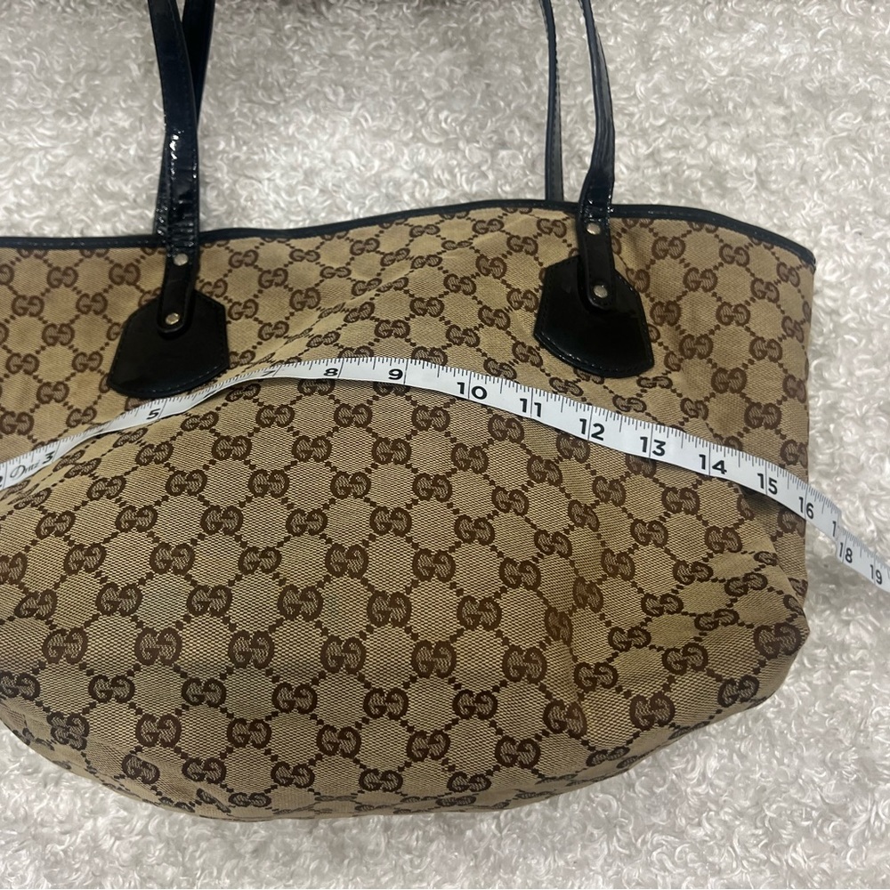 Gucci Beige GG Canvas and Patent Leather Medium Jolie Tote - Picture 8 of 15